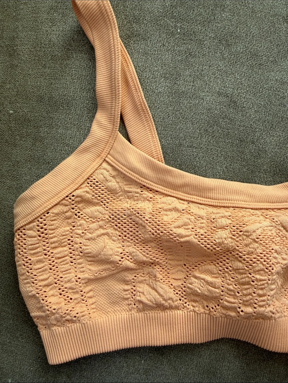 Urban Outfitters bright Peach Lace-Detail Seamless Bralette small activ